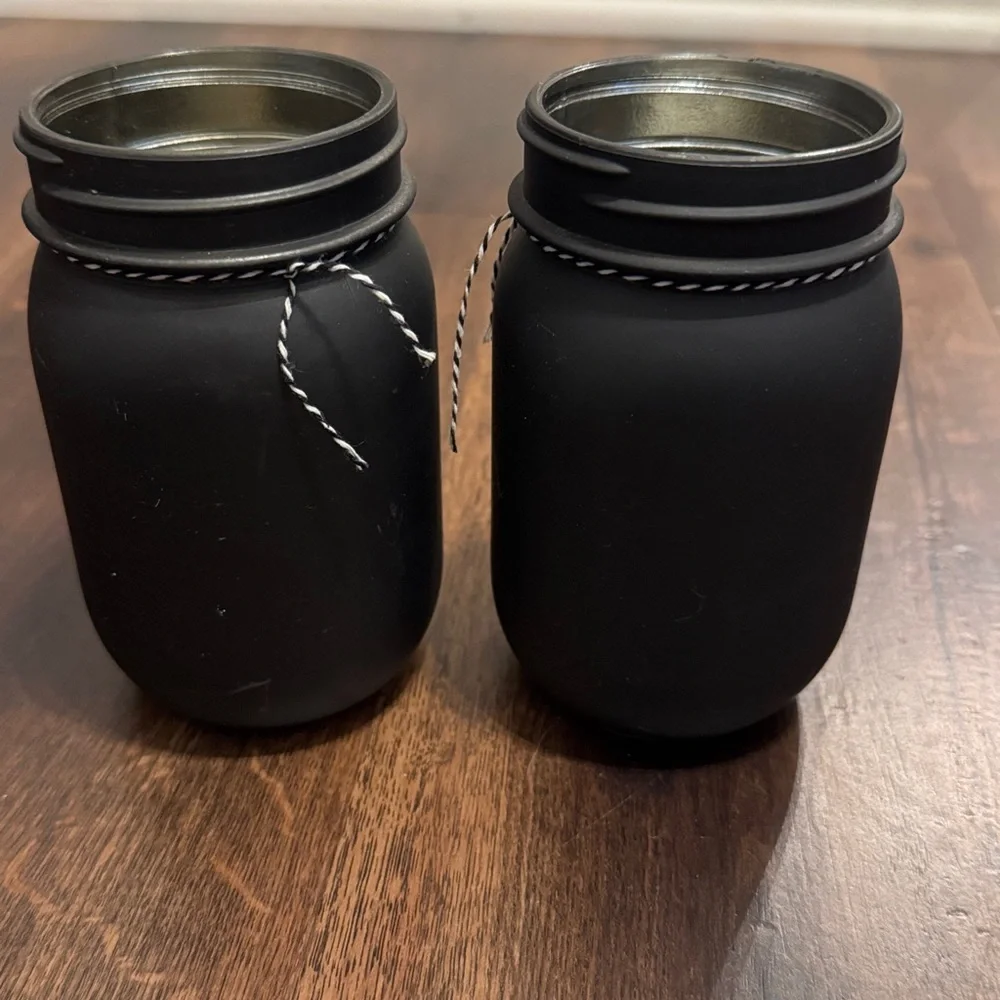 Flameless Candle Black Halloween Mason Jar Set with Skull and Owl